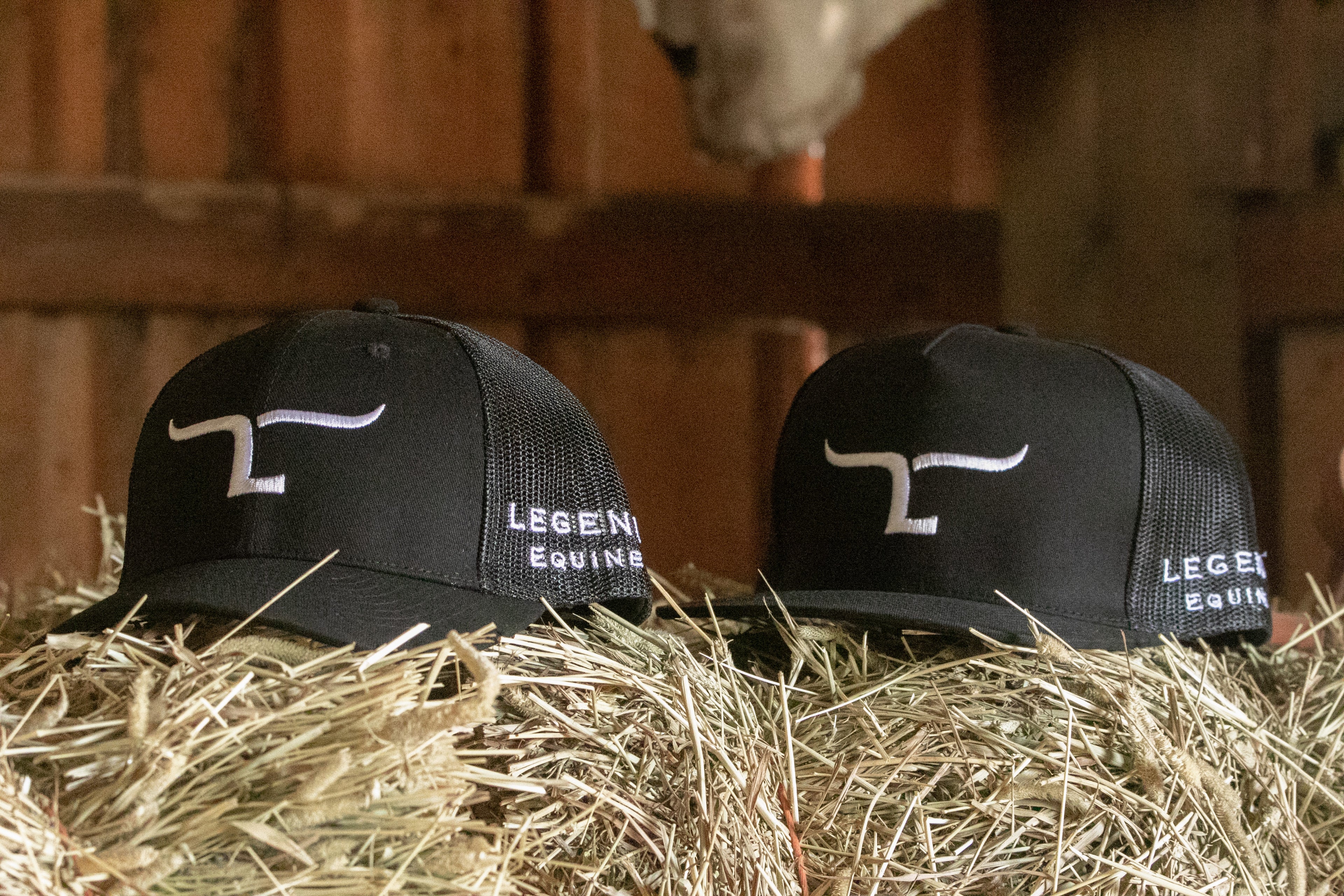 Baseball and trucker style Legend Equine hats 